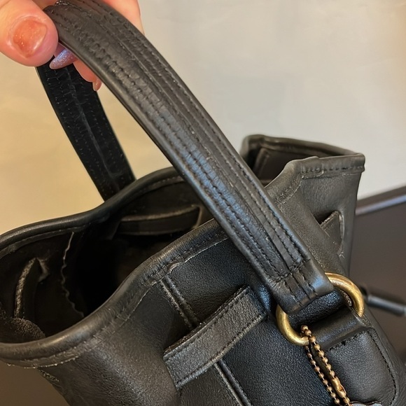 Coach 9992 Handle Backpack true vintage, black leather, gold tone hardware,13x11 main image 7